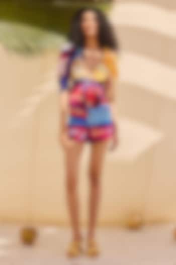 Multi-Colored Cotton Linen Shorts by ZiP by Payal & Zinal at Pernia's Pop Up Shop