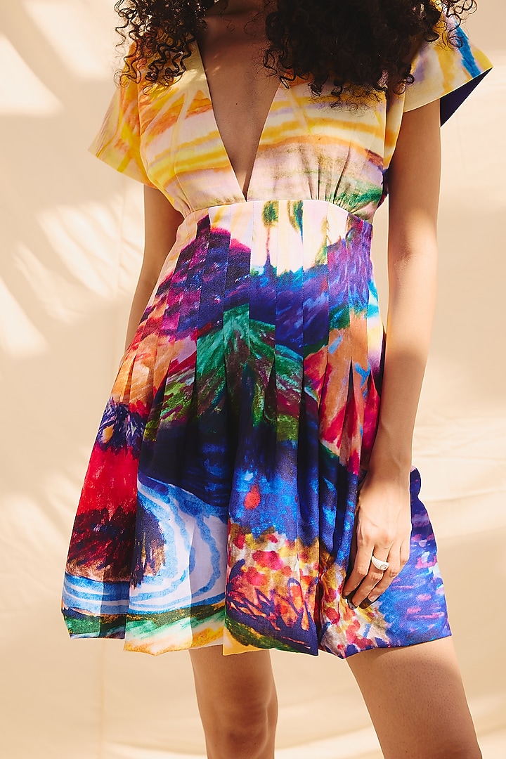 Multi-Colored Cotton Linen Summer Dress by ZiP by Payal & Zinal at Pernia's Pop Up Shop