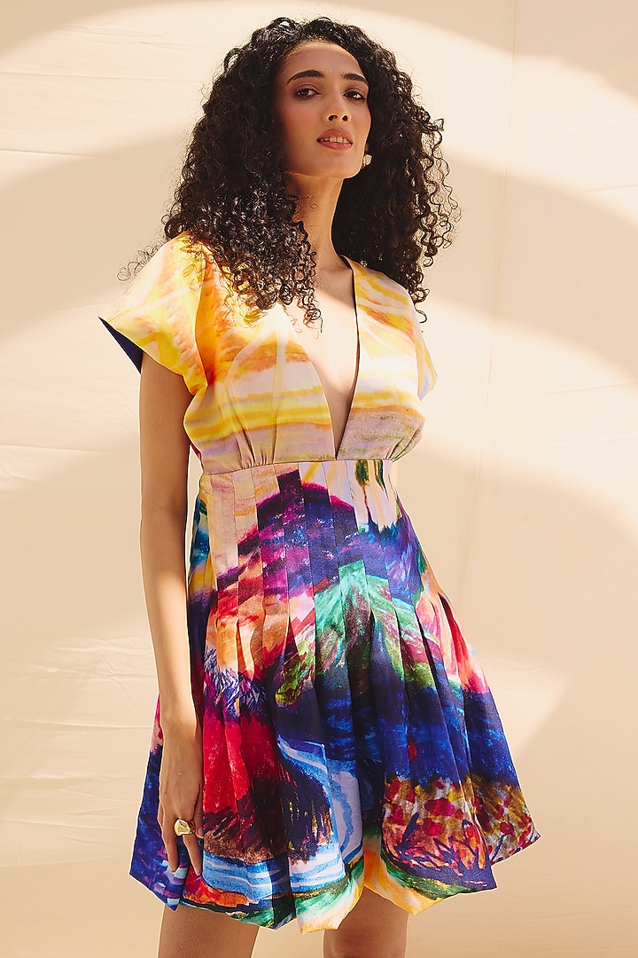Multi-Colored Cotton Linen Summer Dress by ZiP by Payal & Zinal at Pernia's Pop Up Shop