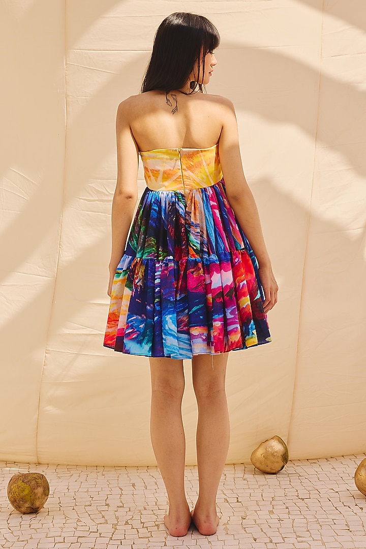 Multi-Colored Cotton Linen Layered Summer Dress by ZiP by Payal & Zinal at Pernia's Pop Up Shop