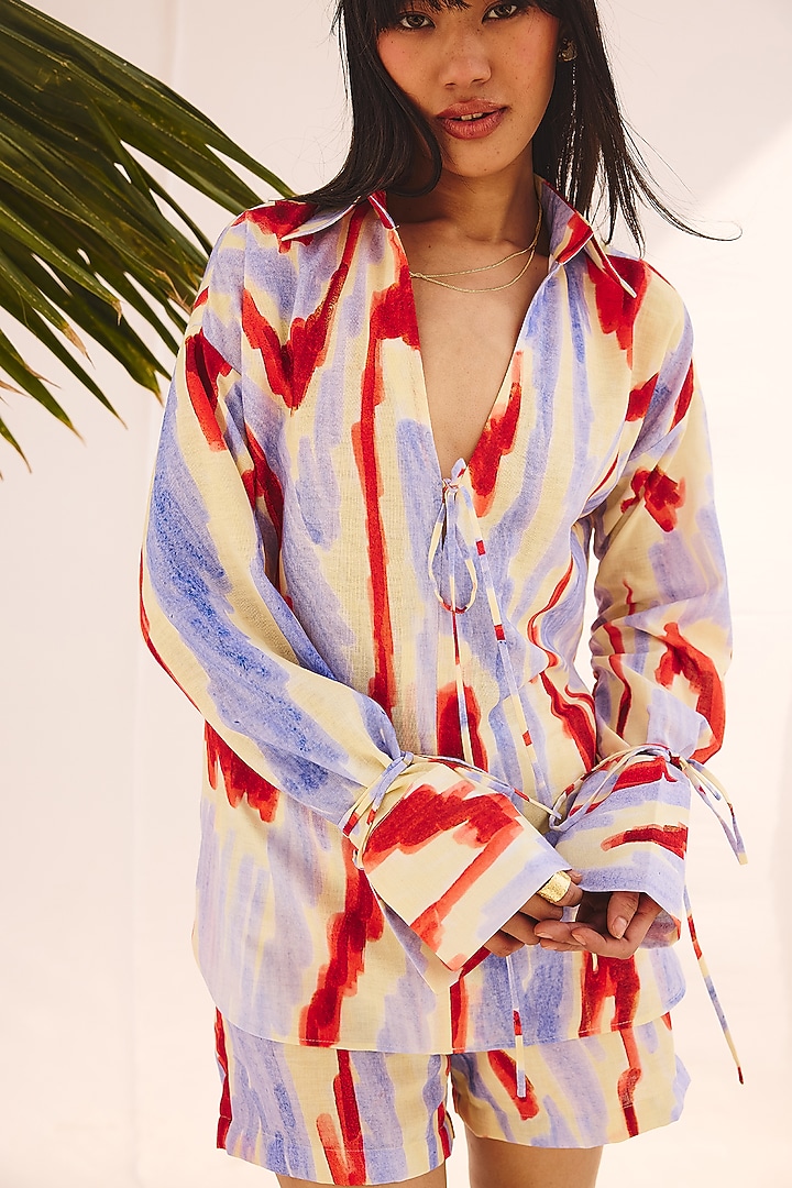 Multi-Colored Cotton Linen Co-Ord Set by ZiP by Payal & Zinal at Pernia's Pop Up Shop