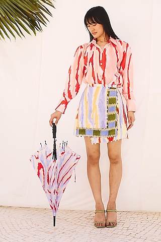 Multi-Colored Cotton Linen Wrap Skirt by ZiP by Payal & Zinal