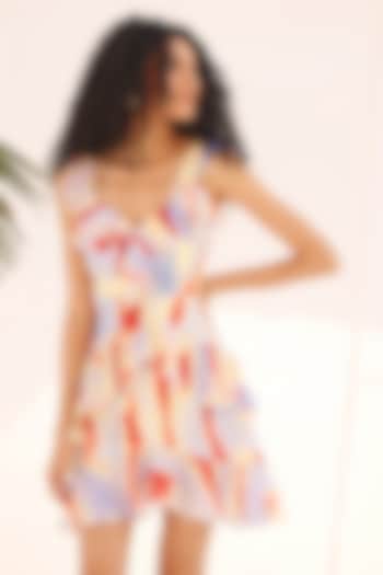 Green & Purple Georgette Frill Summer Dress by ZiP by Payal & Zinal at Pernia's Pop Up Shop