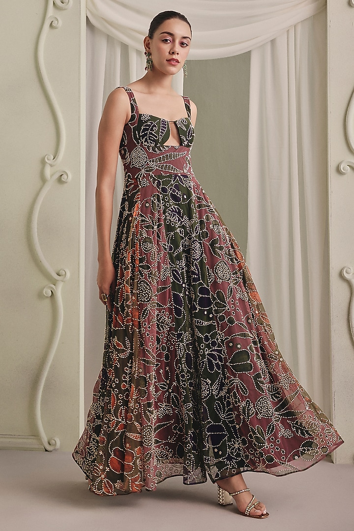 Multi-Coloured Net Embellished Jumpsuit by Payal & Zinal at Pernia's Pop Up Shop