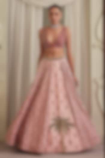 Light Pink Velvet Embellished Wedding Lehenga Set by Payal & Zinal at Pernia's Pop Up Shop