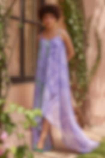 Lavender Georgette Cape Dress by ZiP by Payal & Zinal