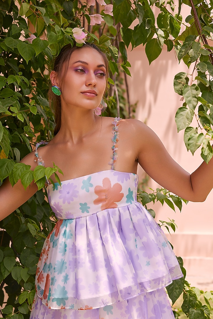 Multi-Colored Organza Tulle Printed Skirt Set by ZiP by Payal & Zinal at Pernia's Pop Up Shop