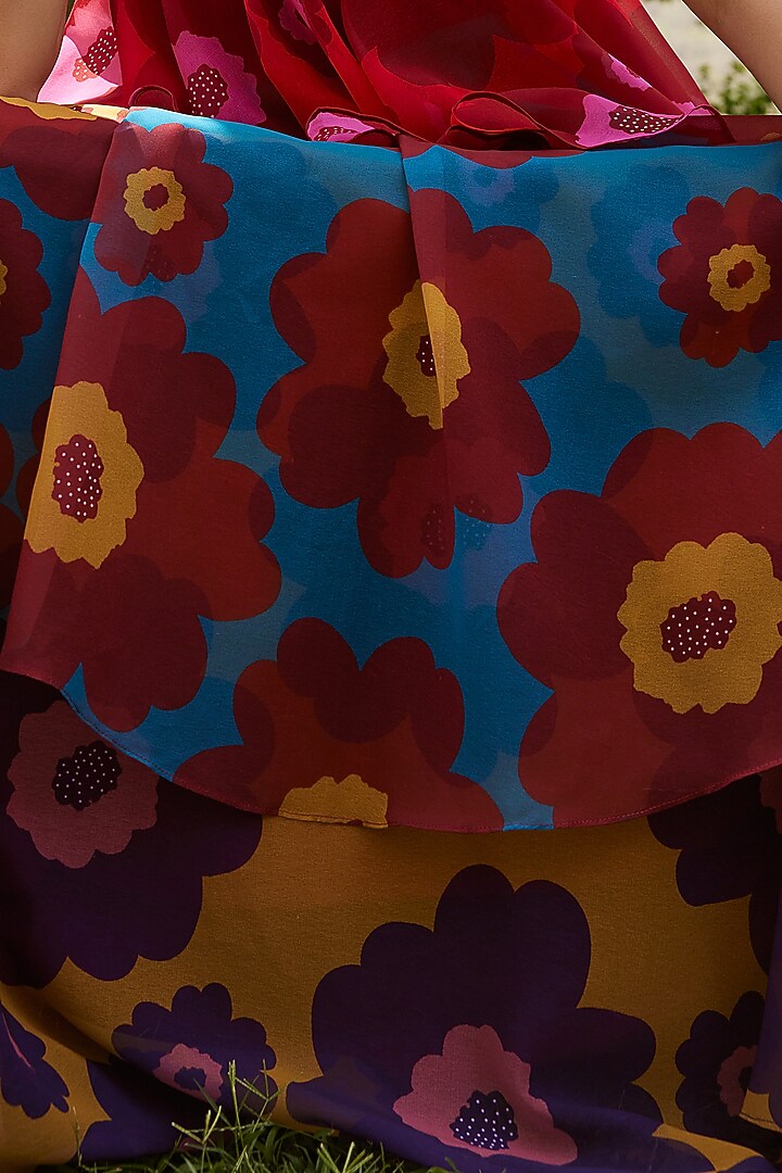 Multi-Colored Georgette Printed Layered Maxi Summer Dress by ZiP by Payal & Zinal at Pernia's Pop Up Shop