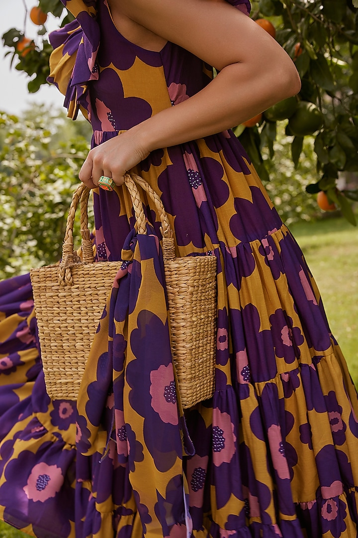 Mustard & Purple Cotton Summer Dress by ZiP by Payal & Zinal at Pernia's Pop Up Shop