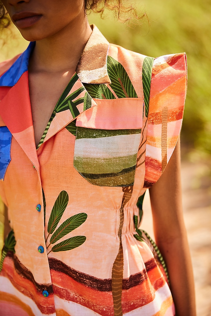Multi-Colored Cotton Linen Printed Blazer by ZiP by Payal & Zinal at Pernia's Pop Up Shop