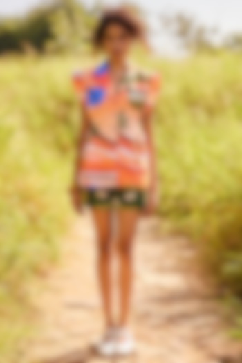 Multi-Colored Cotton Linen Printed Shorts by ZiP by Payal & Zinal at Pernia's Pop Up Shop