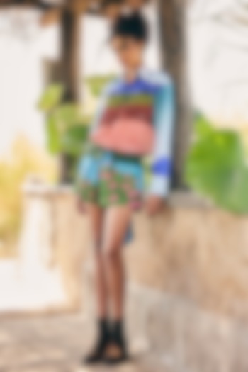 Multi-Colored Cotton Linen Shorts by ZiP by Payal & Zinal at Pernia's Pop Up Shop