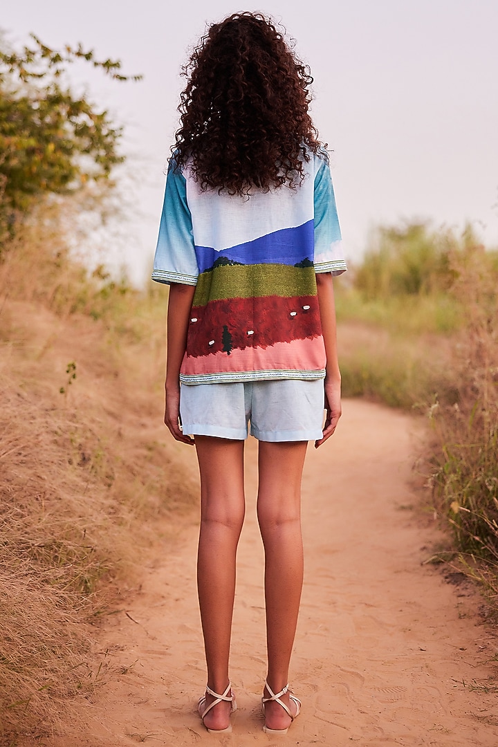 Multi-Colored Cotton Linen Printed Oversized Shirt by ZiP by Payal & Zinal at Pernia's Pop Up Shop