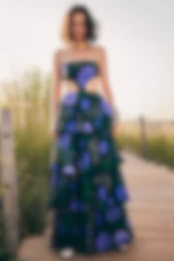 Green & Purple Georgette Layered Summer Dress by ZiP by Payal & Zinal at Pernia's Pop Up Shop