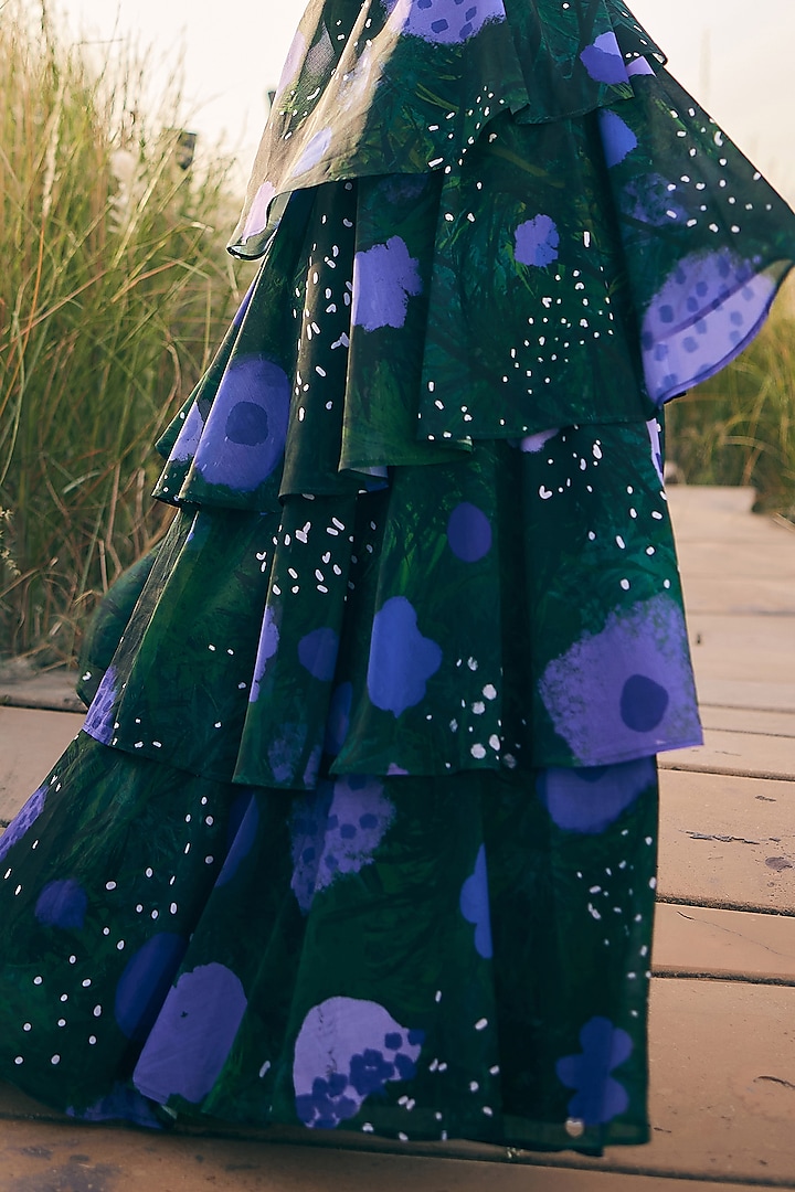 Green & Purple Georgette Layered Summer Dress by ZiP by Payal & Zinal at Pernia's Pop Up Shop