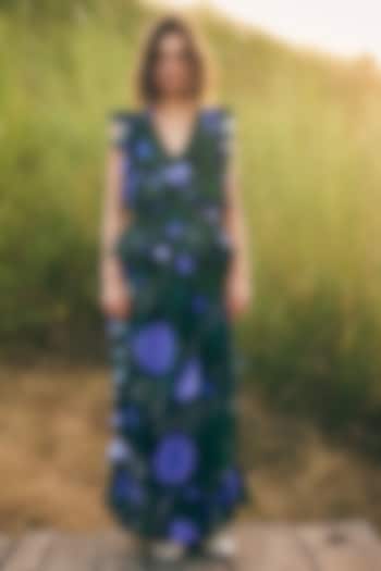 Green & Purple Georgette Ruffled Maxi Vacation Dress by ZiP by Payal & Zinal at Pernia's Pop Up Shop