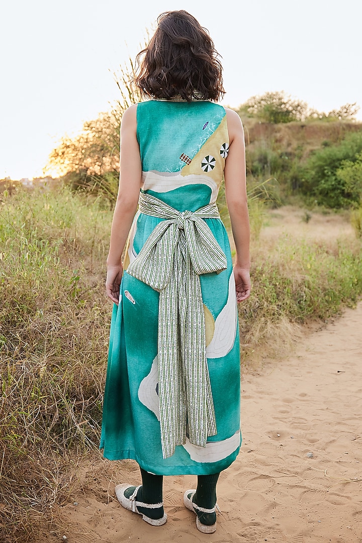 Seafoam Green Cotton Linen Maxi Summer Dress by ZiP by Payal & Zinal at Pernia's Pop Up Shop