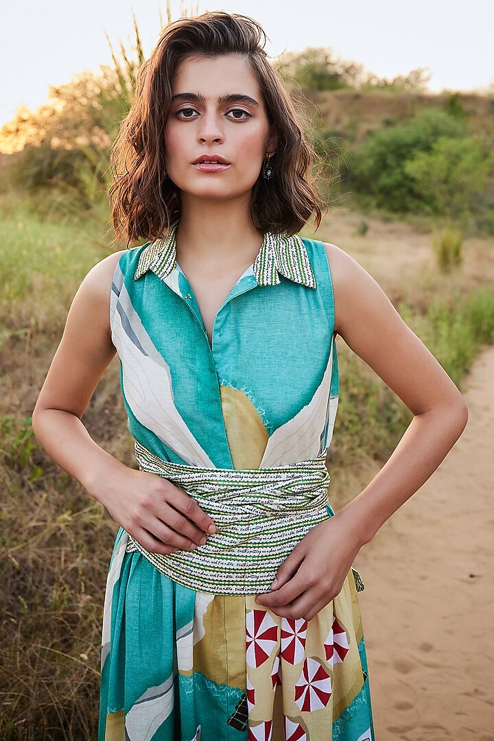 Seafoam Green Cotton Linen Maxi Summer Dress by ZiP by Payal & Zinal at Pernia's Pop Up Shop