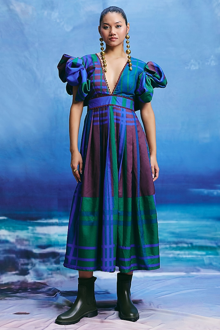 Multi-Colored Linen Midi Summer Dress by ZiP by Payal & Zinal at Pernia's Pop Up Shop