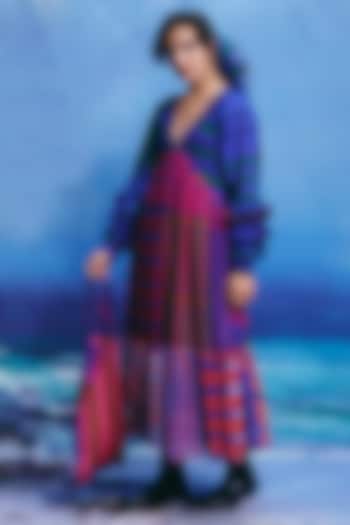 Multi-Colored Georgette Checkered Midi Summer Dress by ZiP by Payal & Zinal at Pernia's Pop Up Shop