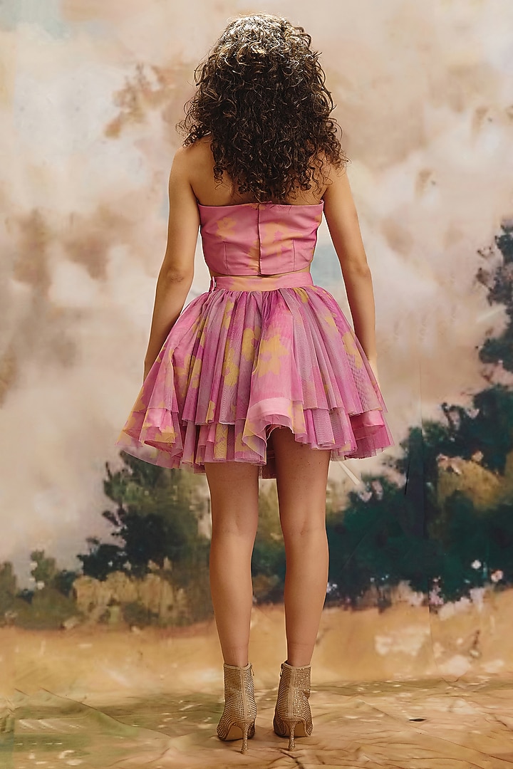 Pink Soft Net & Georgette Skirt Set by ZiP by Payal & Zinal at Pernia's Pop Up Shop