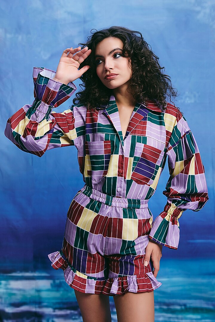 Multi-Colored Linen Co-Ord Set by ZiP by Payal & Zinal at Pernia's Pop Up Shop