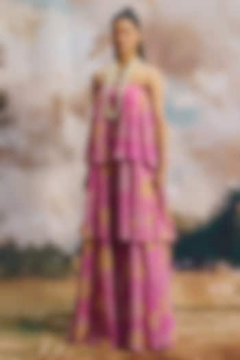 Soft Pink Georgette Maxi Tiered Summer Dress by ZiP by Payal & Zinal at Pernia's Pop Up Shop