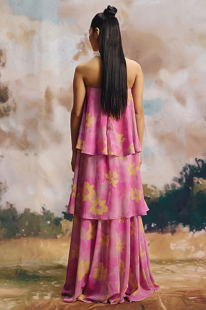 Soft Pink Georgette Maxi Tiered Summer Dress by ZiP by Payal & Zinal at Pernia's Pop Up Shop