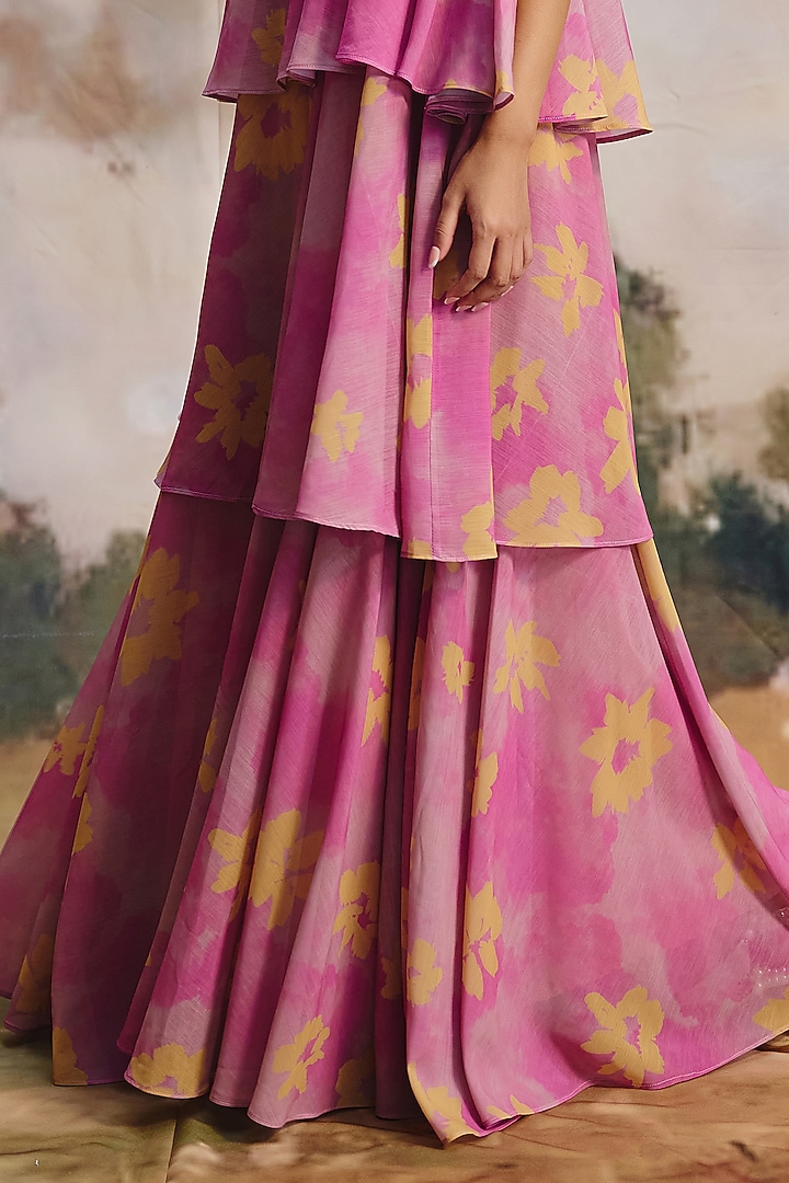 Soft Pink Georgette Maxi Tiered Summer Dress by ZiP by Payal & Zinal at Pernia's Pop Up Shop