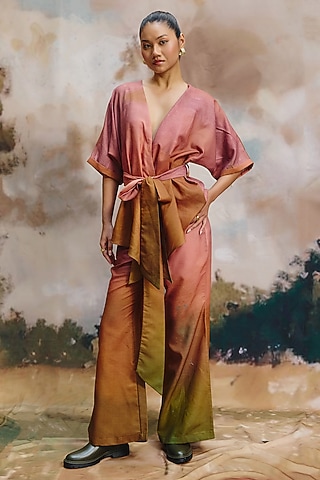 Multi-Colored Linen Wide-Legged Pants by ZiP by Payal & Zinal