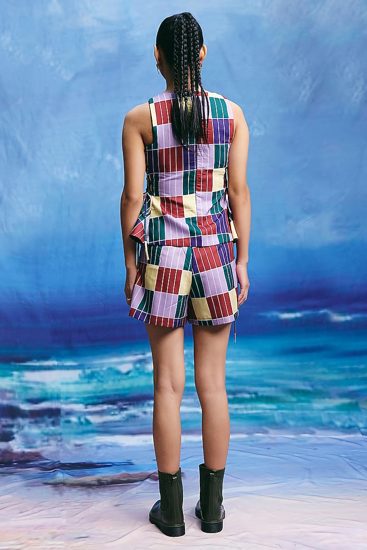 Multi-Colored Linen Checkered Co-Ord Set by ZiP by Payal & Zinal at Pernia's Pop Up Shop