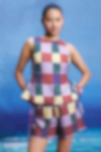 Multi-Colored Linen Checkered Shorts by ZiP by Payal & Zinal at Pernia's Pop Up Shop