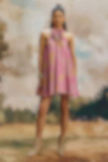 Multi-Colored Cotton Linen Halter Mini Summer Dress by ZiP by Payal & Zinal at Pernia's Pop Up Shop