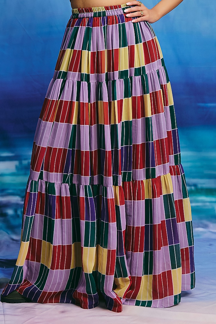 Multi-Colored Georgette Checkered Co-Ord Set by ZiP by Payal & Zinal at Pernia's Pop Up Shop