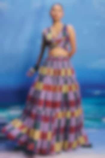 Multi-Colored Georgette Checkered Crop Top by ZiP by Payal & Zinal at Pernia's Pop Up Shop