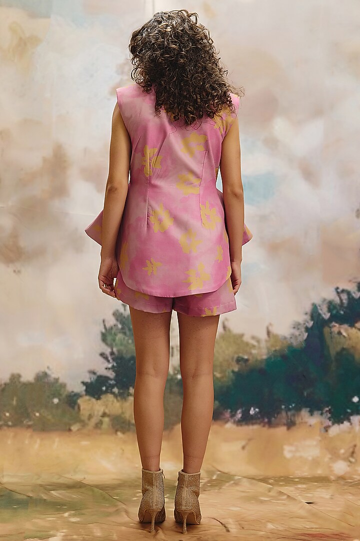 Pink Linen Floral Co-Ord Set by ZiP by Payal & Zinal at Pernia's Pop Up Shop