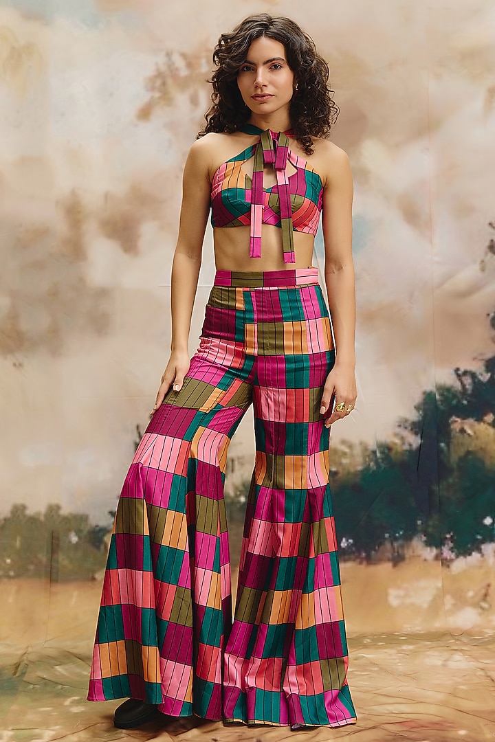Multi-Colored Linen Patch Work Co-Ord Set by ZiP by Payal & Zinal at Pernia's Pop Up Shop