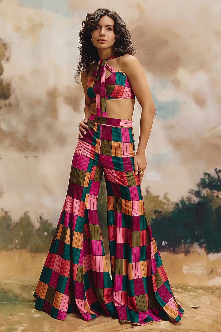 Multi-Colored Linen Patch Work Co-Ord Set by ZiP by Payal & Zinal at Pernia's Pop Up Shop