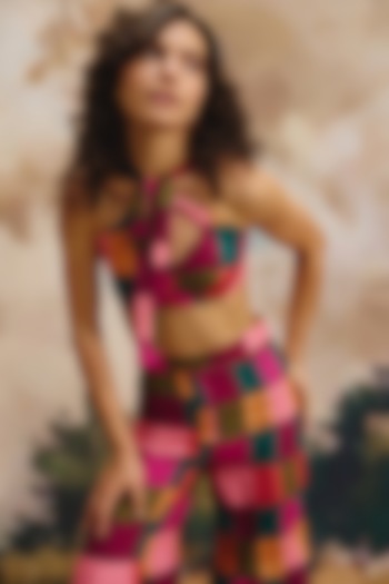 Multi-Colored Linen Patchwork Halter Top by ZiP by Payal & Zinal at Pernia's Pop Up Shop