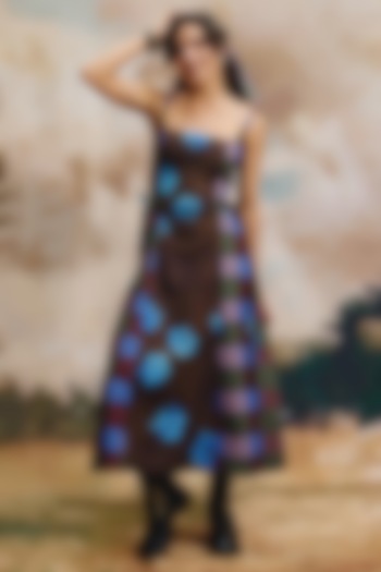 Multi-Colored Linen Floral Midi Summer Dress by ZiP by Payal & Zinal at Pernia's Pop Up Shop