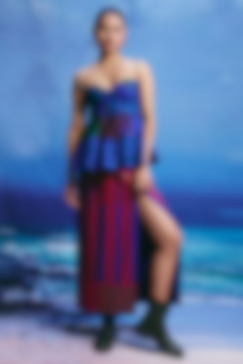 Multi-Colored Linen Striped Co-Ord Set by ZiP by Payal & Zinal at Pernia's Pop Up Shop