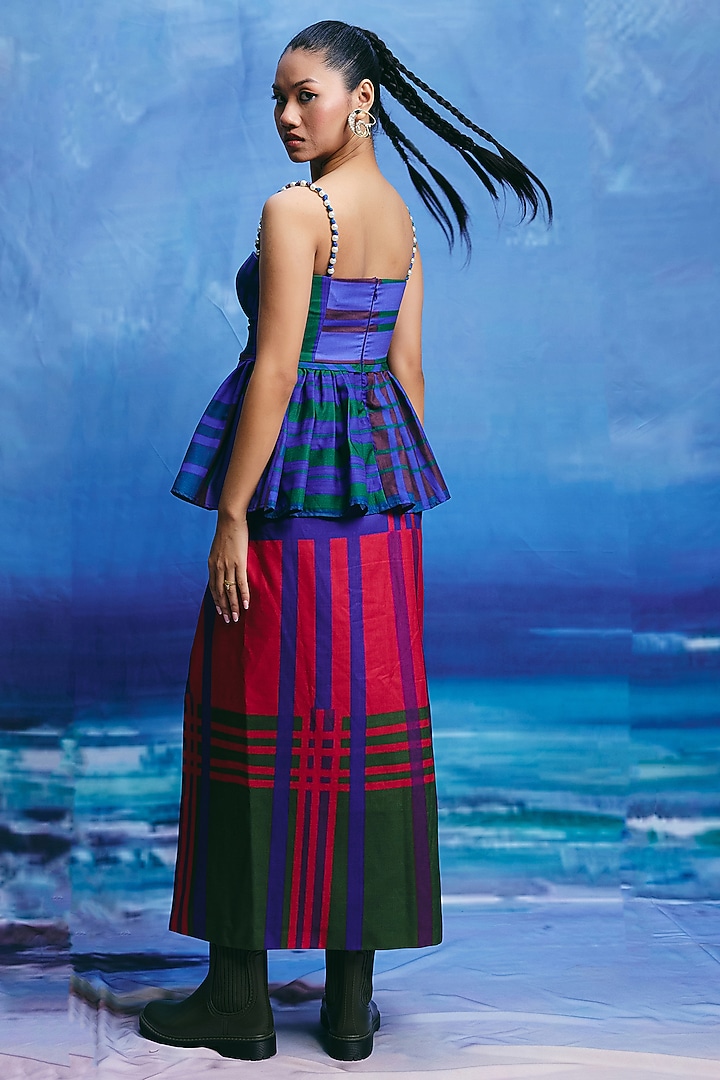 Multi-Colored Linen Striped Co-Ord Set by ZiP by Payal & Zinal at Pernia's Pop Up Shop