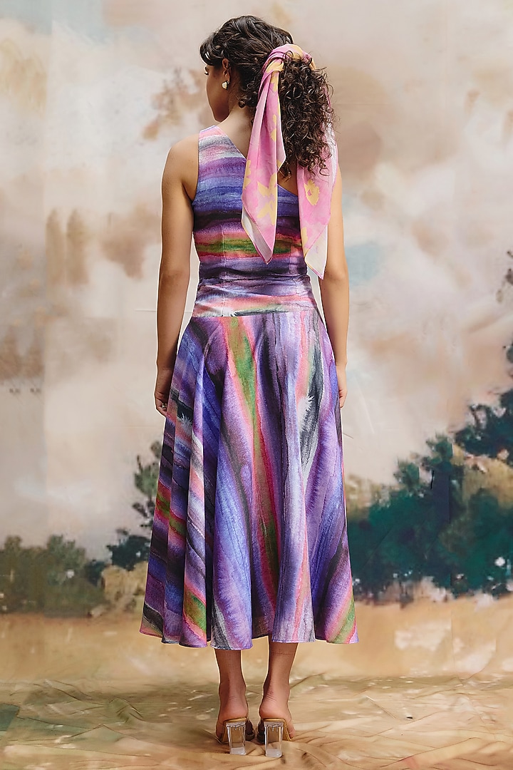 Multi-Colored Linen Striped One-Shoulder Maxi Summer Dress by ZiP by Payal & Zinal at Pernia's Pop Up Shop