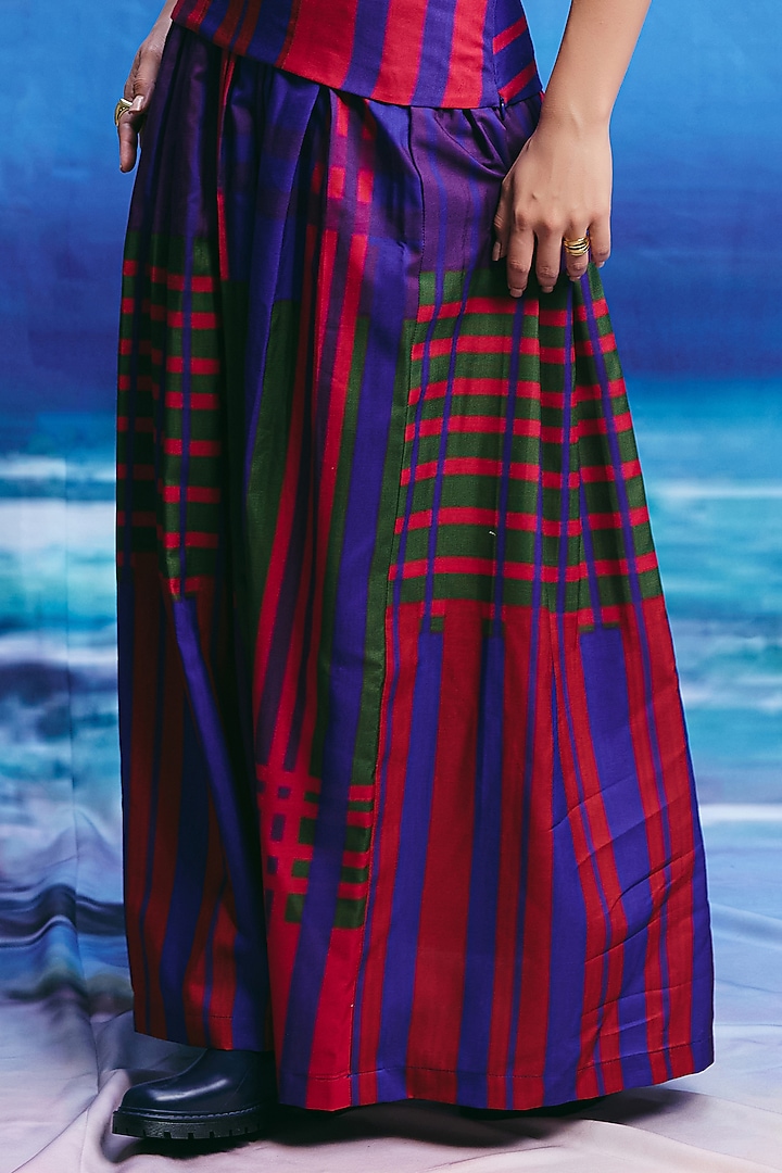 Multi-Colored Linen Striped Co-Ord Set by ZiP by Payal & Zinal at Pernia's Pop Up Shop