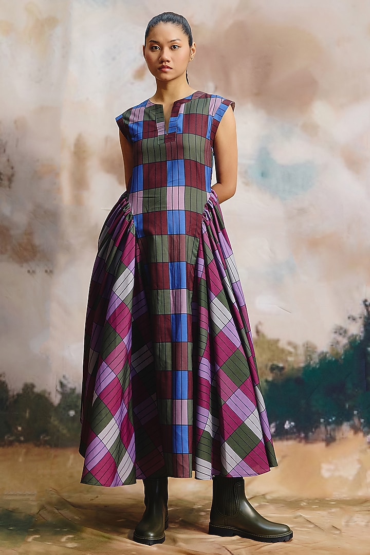 Multi-Colored Linen Maxi Summer Dress by ZiP by Payal & Zinal at Pernia's Pop Up Shop