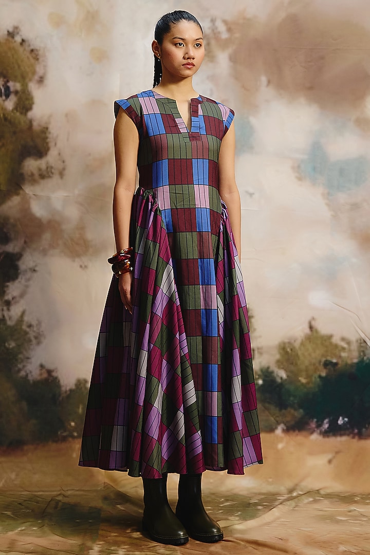 Multi-Colored Linen Maxi Summer Dress by ZiP by Payal & Zinal at Pernia's Pop Up Shop