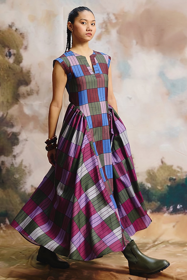 Multi-Colored Linen Maxi Summer Dress by ZiP by Payal & Zinal at Pernia's Pop Up Shop