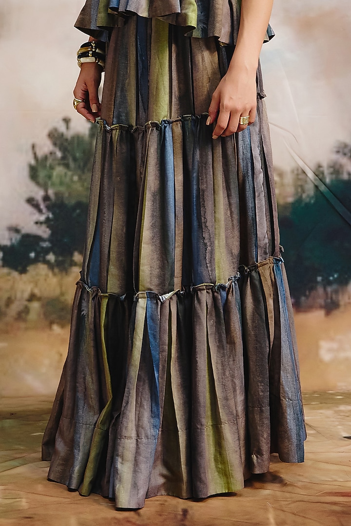 Multi-Colored Cotton Layered Gathered Skirt by ZiP by Payal & Zinal at Pernia's Pop Up Shop