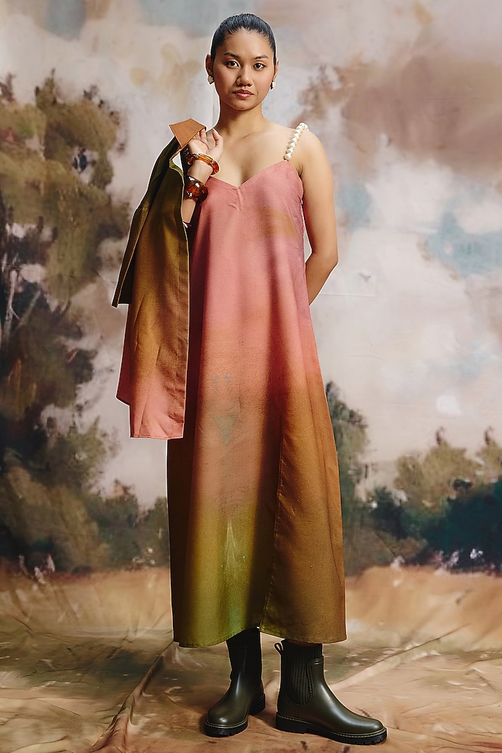 Multi-Colored Georgette Tiered Midi Summer Dress With Shirt by ZiP by Payal & Zinal at Pernia's Pop Up Shop