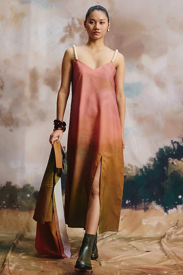 Multi-Colored Georgette Tiered Midi Summer Dress With Shirt by ZiP by Payal & Zinal at Pernia's Pop Up Shop
